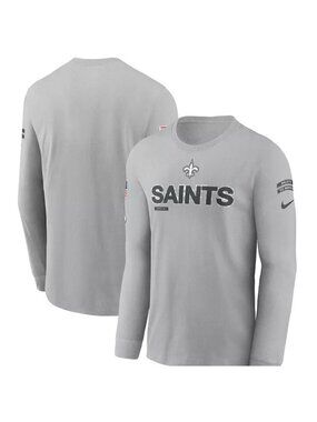 Nike New Orleans Saints Salute to Service Long Sleeve Shirt Mens L Gray NFL NWT